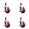 Service Caster 3.5'' SS Red Poly Swivel 7/8'' Expanding Stem Caster Set with Brake, 4PK SCC-SSEX20S3514-PPUB-RED-TLB-78-4 - alternate 1
